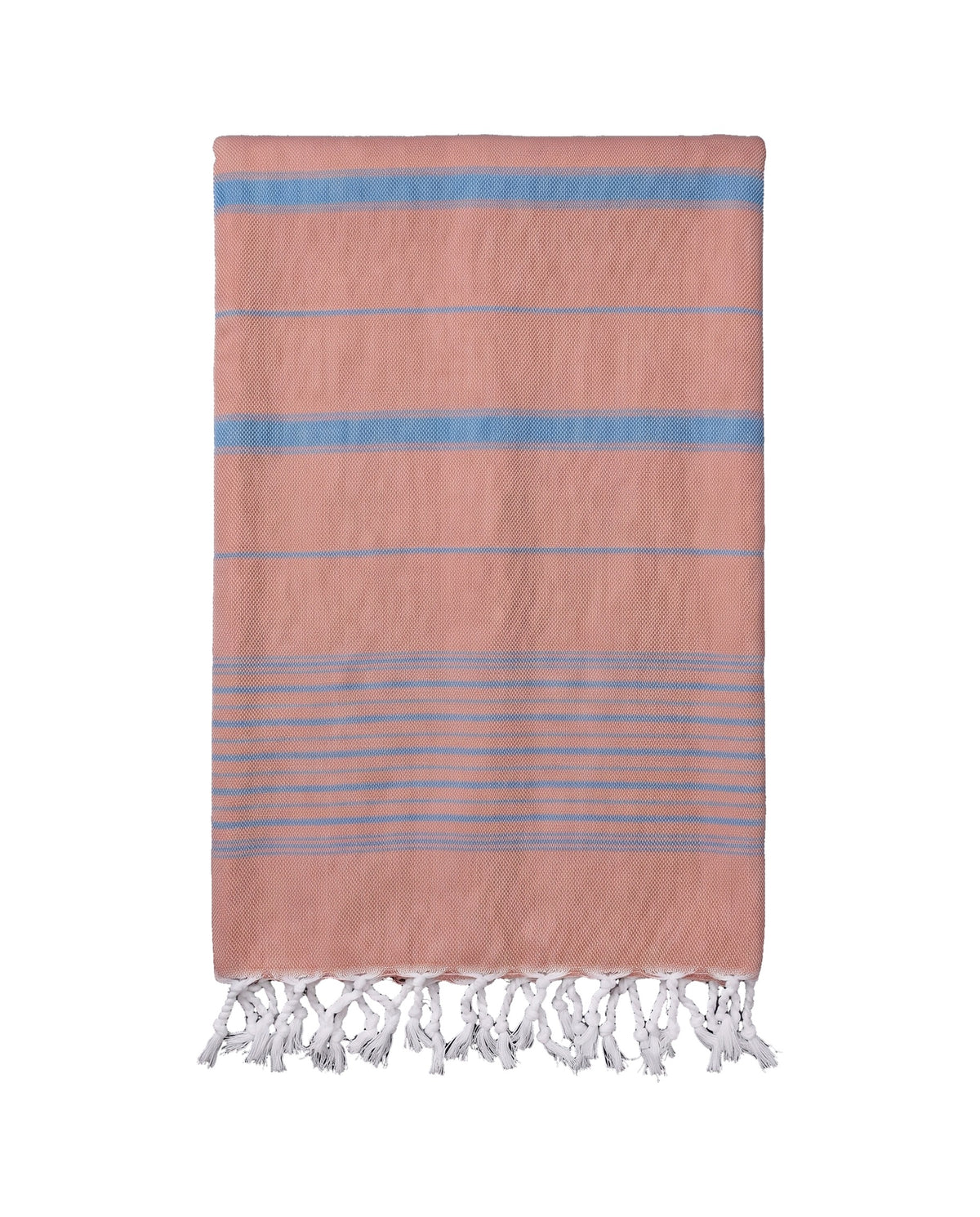 2 kleuren XXL hamamdoek koper/oceaanblauw - vrijstaand