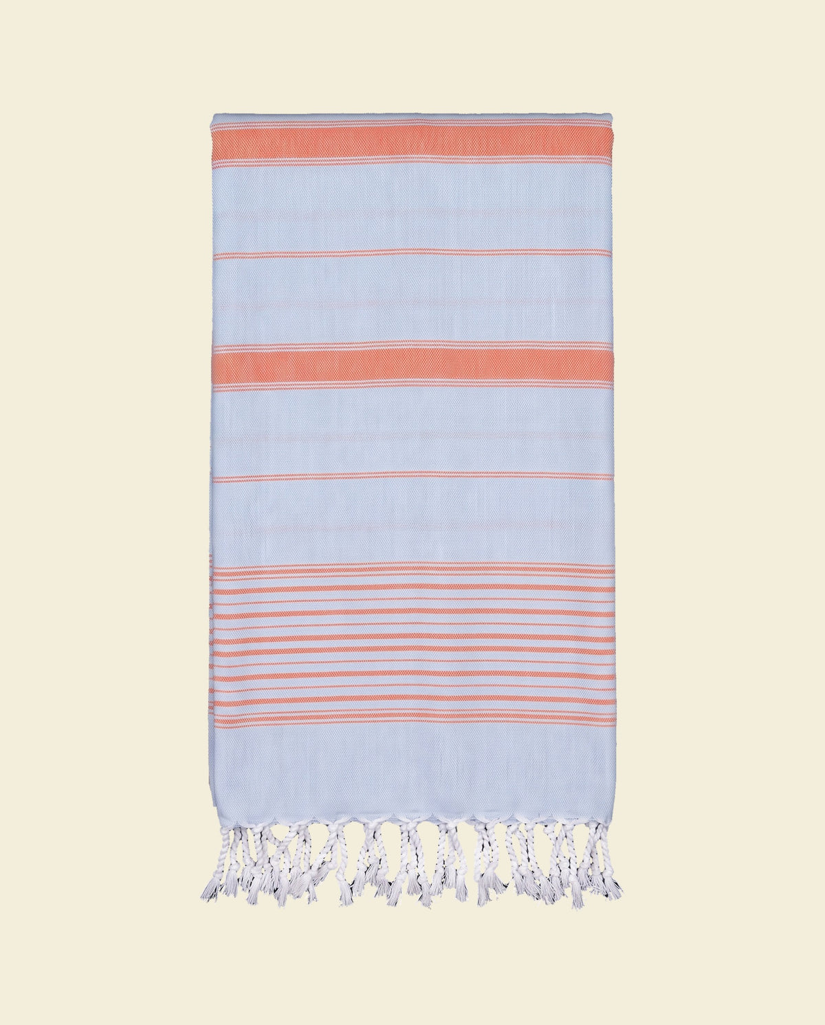2 kleuren XXL hamamdoek lichtblauw/mandarijn - op kleur