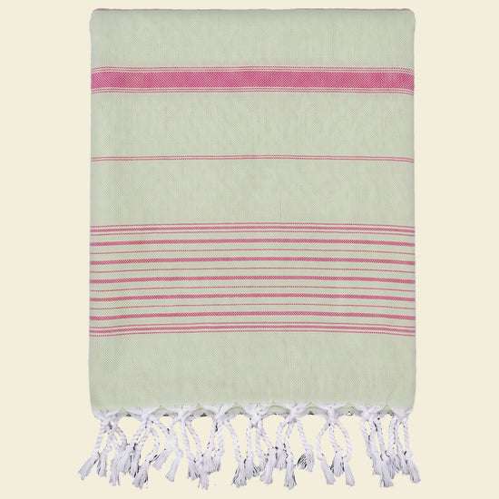 2 kleuren XXL hamamdoek lichtgroen/fuchsia - op kleur