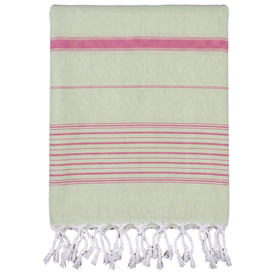 2 kleuren XXL hamamdoek lichtgroen/fuchsia - vrijstaand