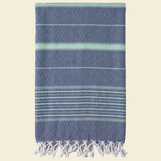2 kleuren XXL hamamdoek marine/helderzeegroen - op kleur