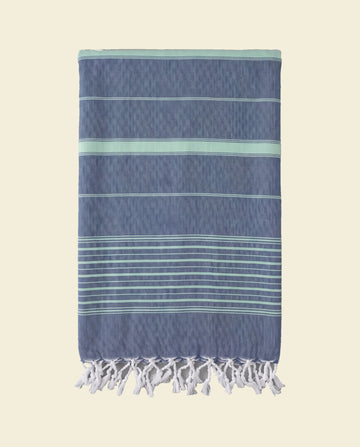 2 kleuren XXL hamamdoek marine/helderzeegroen