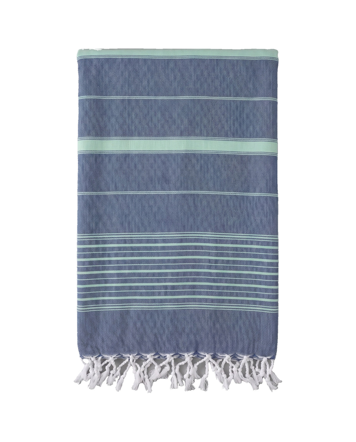 2 kleuren XXL hamamdoek marine/helderzeegroen - vrijstaand
