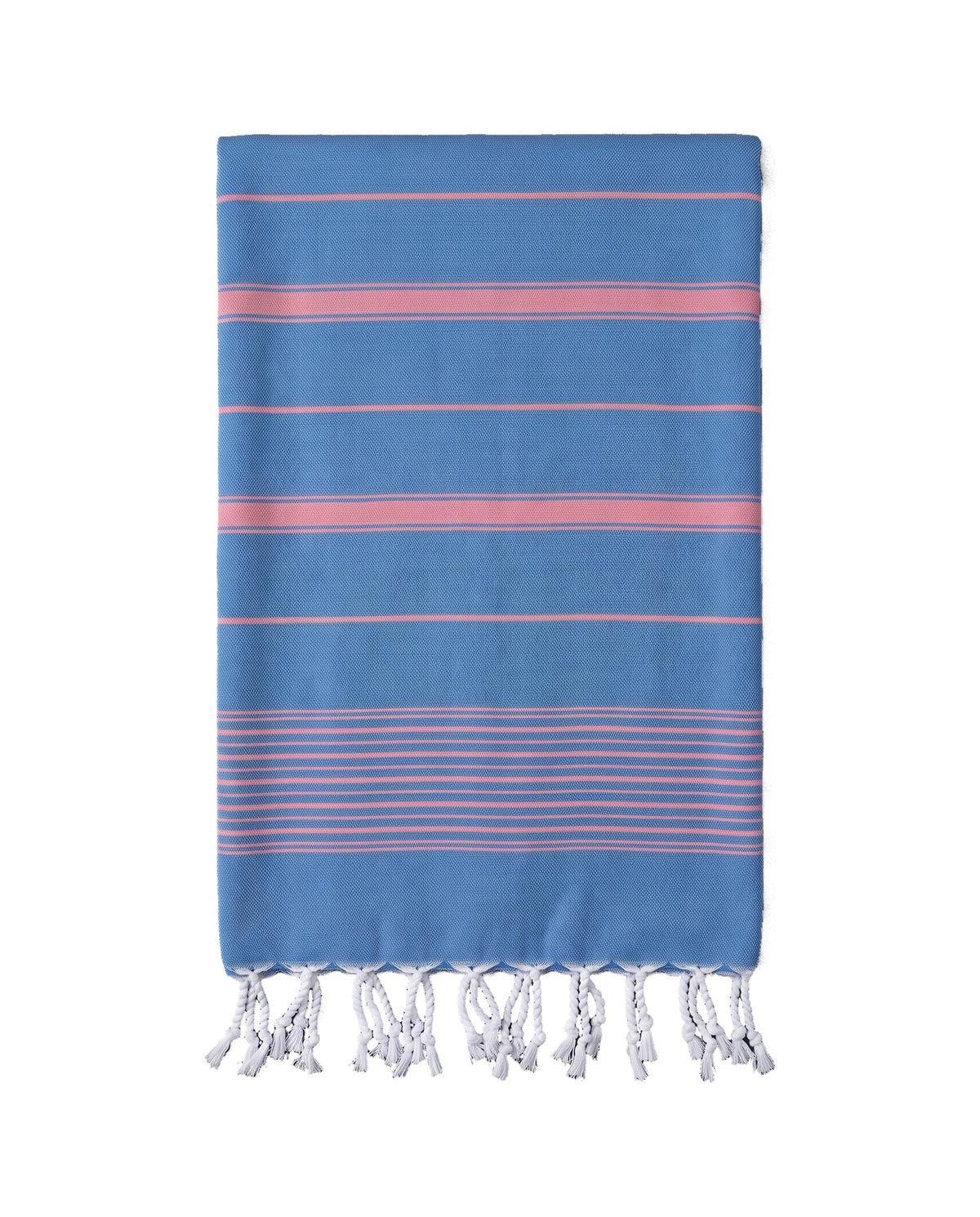 2 kleuren XXL hamamdoek mediteraanblauw/zuurstokroze - vrijstaand