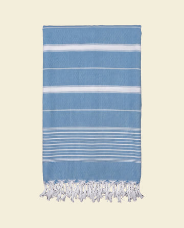 2 kleuren XXL hamamdoek oceaanblauw/lichtblauw