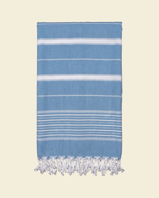 2 kleuren XXL hamamdoek oceaanblauw/lichtblauw - op kleur