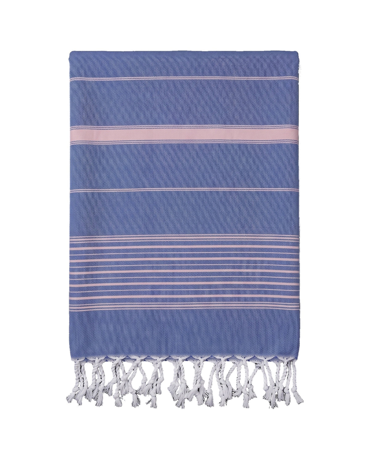 2 kleuren XXL hamamdoek parlementblauw/poederroze - vrijstaand