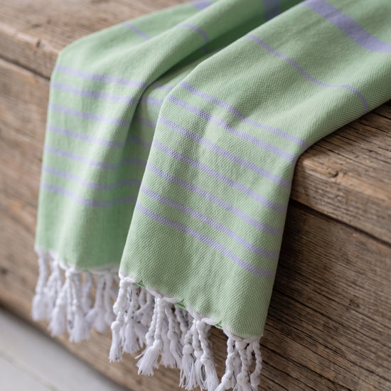 2 kleuren XXL hamamdoek pistache/lavendel - detail