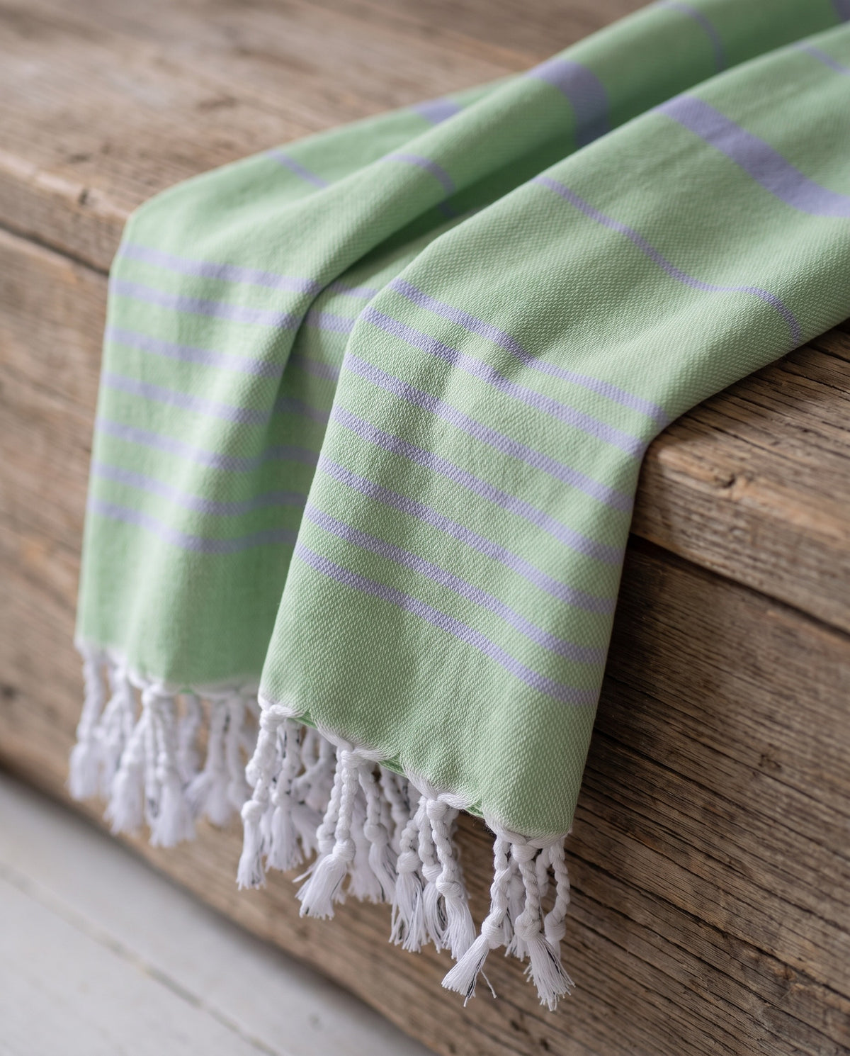 2 kleuren XXL hamamdoek pistache/lavendel - detail