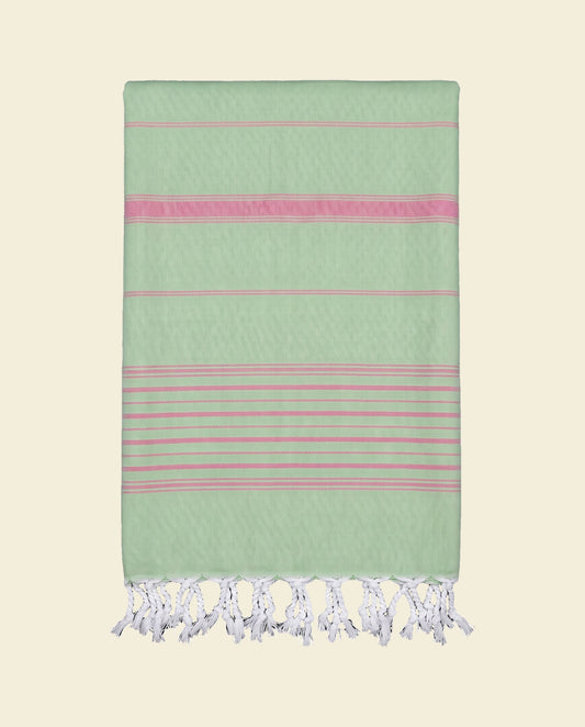 2 kleuren XXL hamamdoek pistache/tulp - op kleur