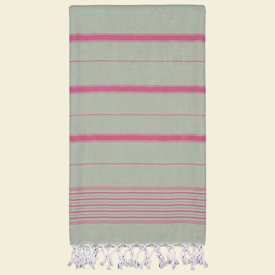 2 kleuren XXL hamamdoek salie/fuchsia - op kleur