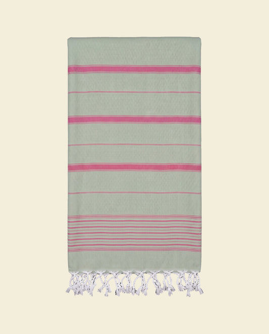 2 kleuren XXL hamamdoek salie/fuchsia - op kleur