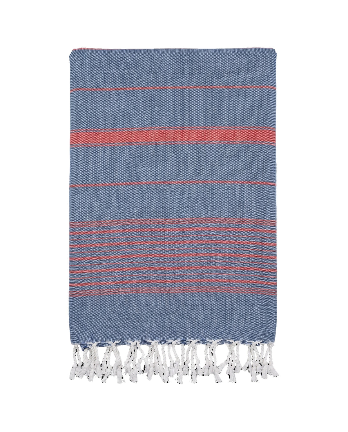 2 kleuren XXL hamamdoek staalblauw/steenrood - vrijstaand