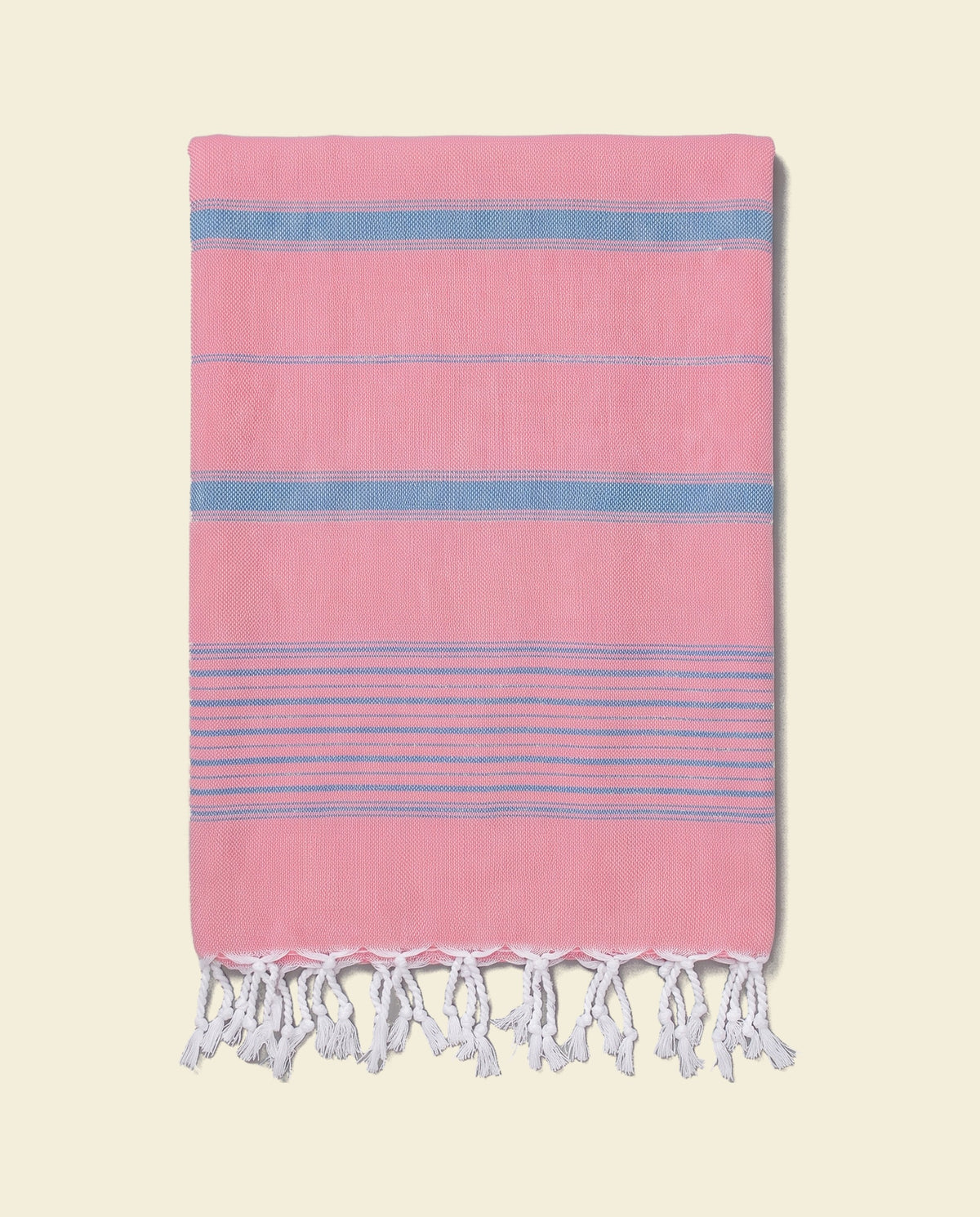 2 kleuren XXL hamamdoek zuurstokroze/oceaanblauw - op kleur