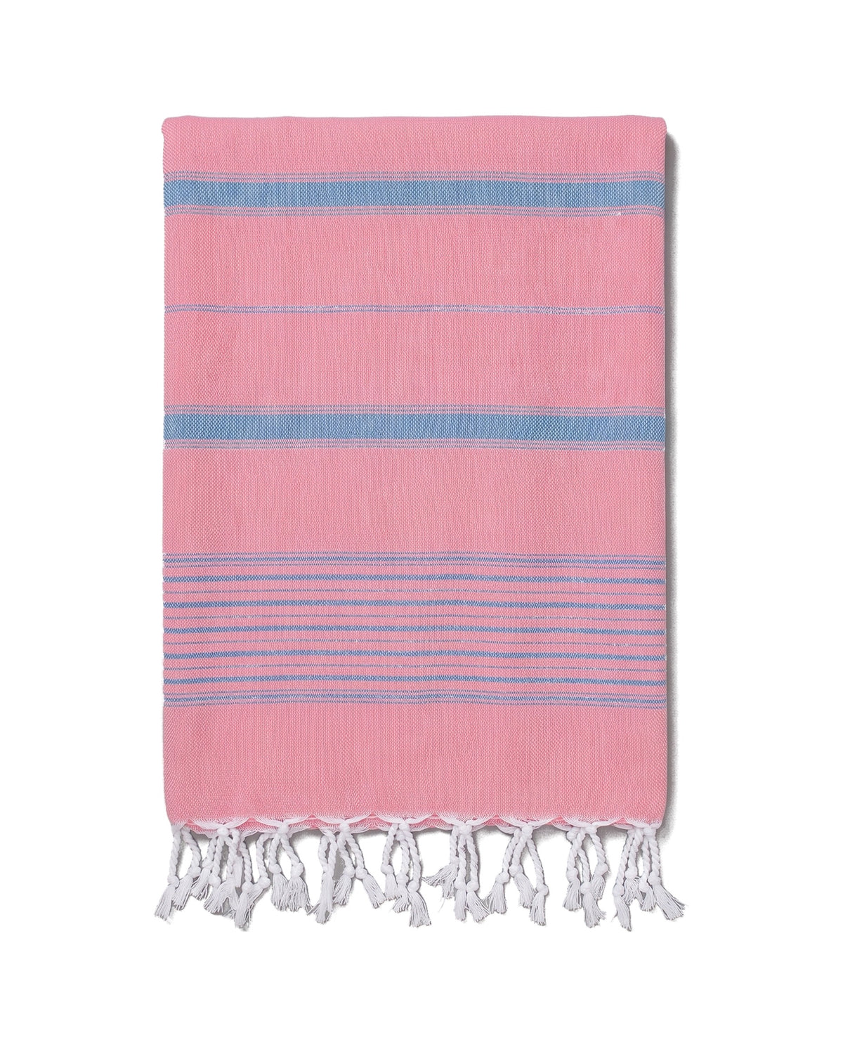 2 kleuren XXL hamamdoek zuurstokroze/oceaanblauw - vrijstaand