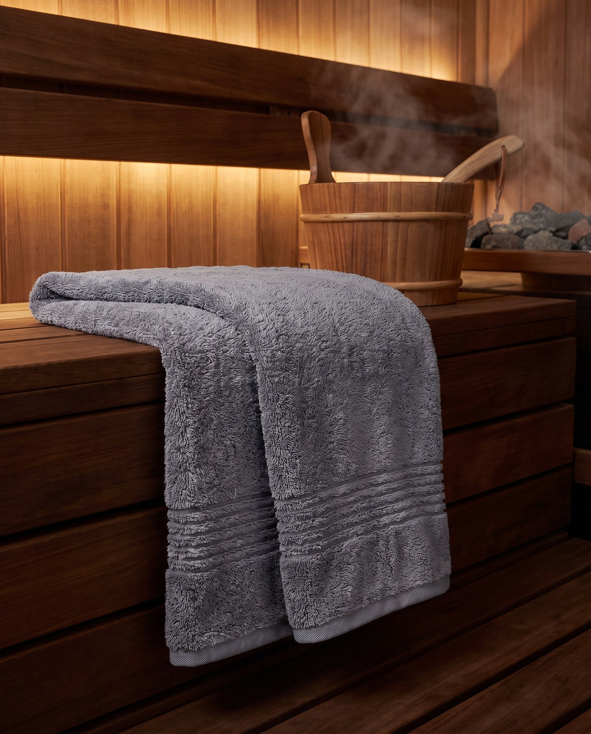 bamboe sauna handdoek grijs - sfeer