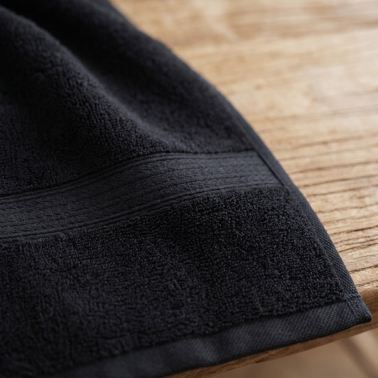 bamboe sauna handdoek zwart - detail