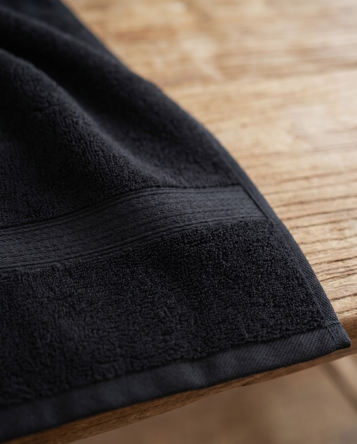 bamboe sauna handdoek zwart - detail
