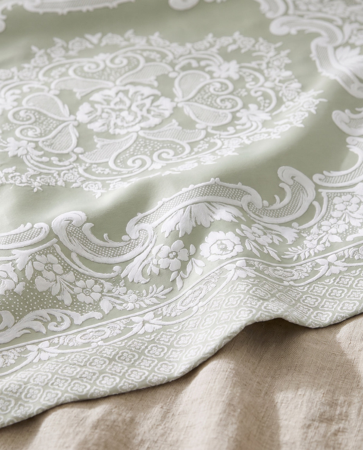 beddensprei Ince lindegroen - detail