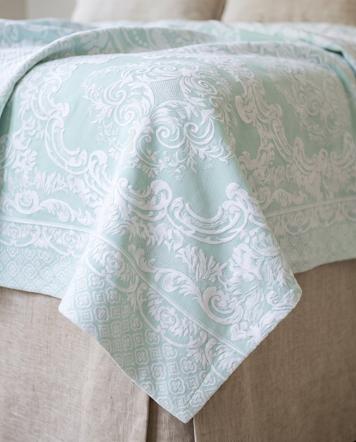 beddensprei Ince mint - detail