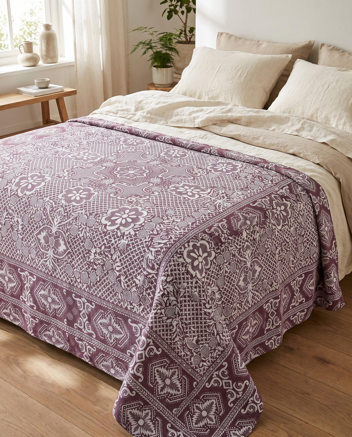 beddensprei Mozaïek bordeauxrood - sfeer