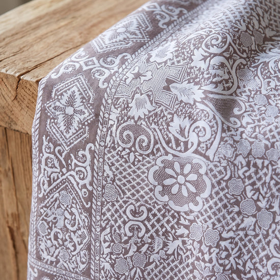 beddensprei Mozaïek bruin - detail