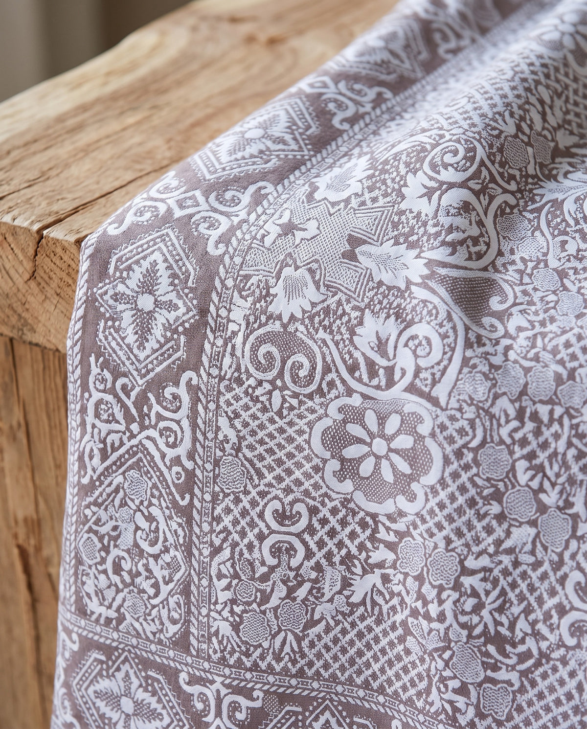 beddensprei Mozaïek bruin - detail