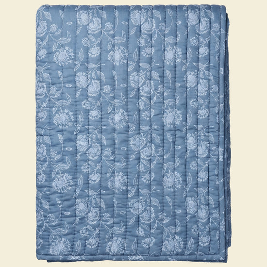 damast beddensprei blauw - op kleur