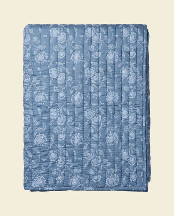 damast beddensprei blauw