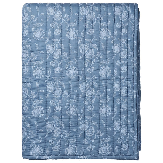 damast beddensprei blauw - vrijstaand