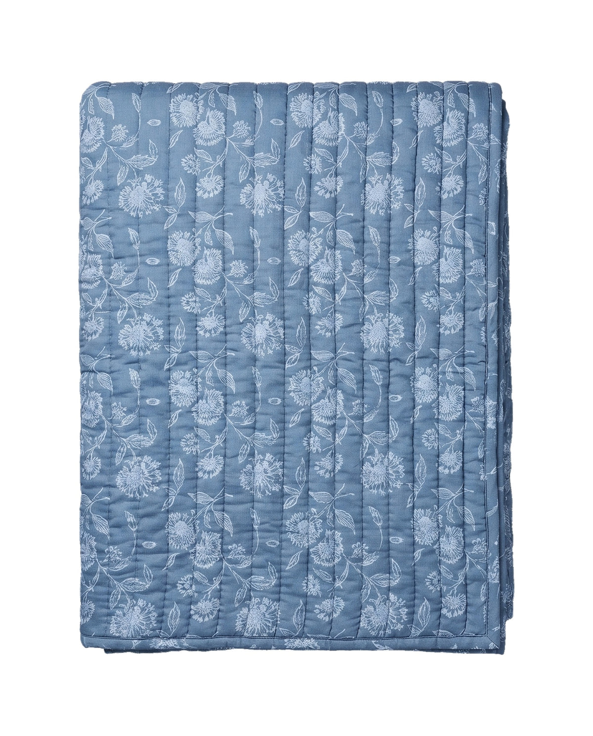 damast beddensprei blauw - vrijstaand
