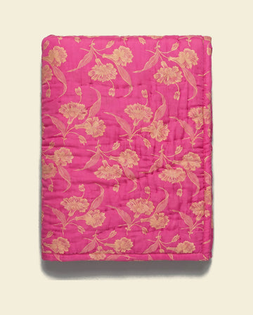 damast beddensprei roze