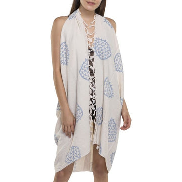 Pareo tuniek hand printed blue