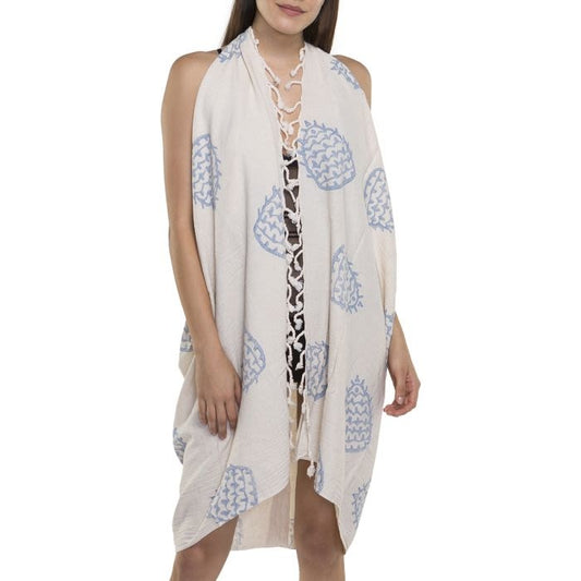 Pareo tuniek hand printed blue