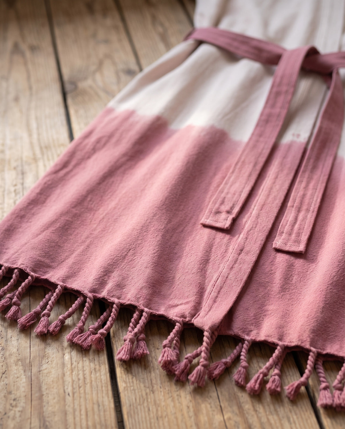 dip dye badjas dusty rose - detail