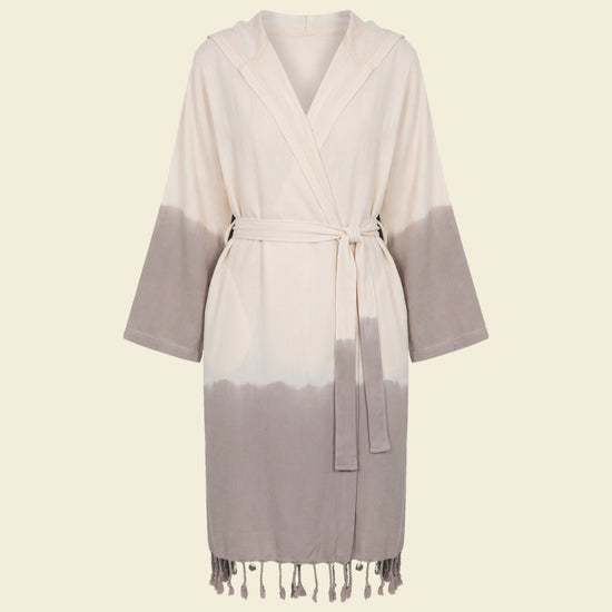 dip dye badjas taupe - op kleur