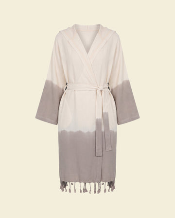 dip dye badjas taupe - op kleur