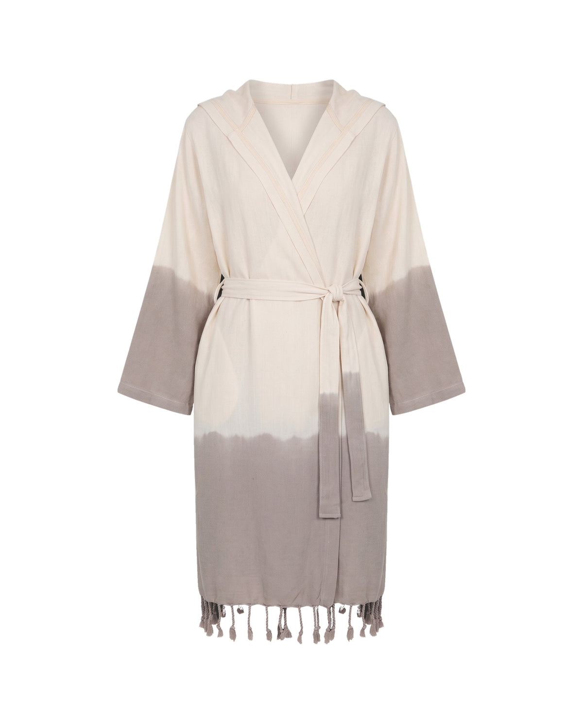 dip dye badjas taupe - vrijstaand
