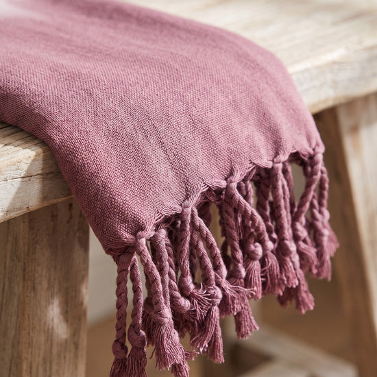 dip dye hamamdoek dusty rose - detail