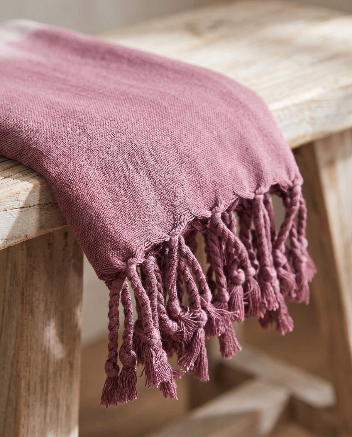 dip dye hamamdoek dusty rose - detail