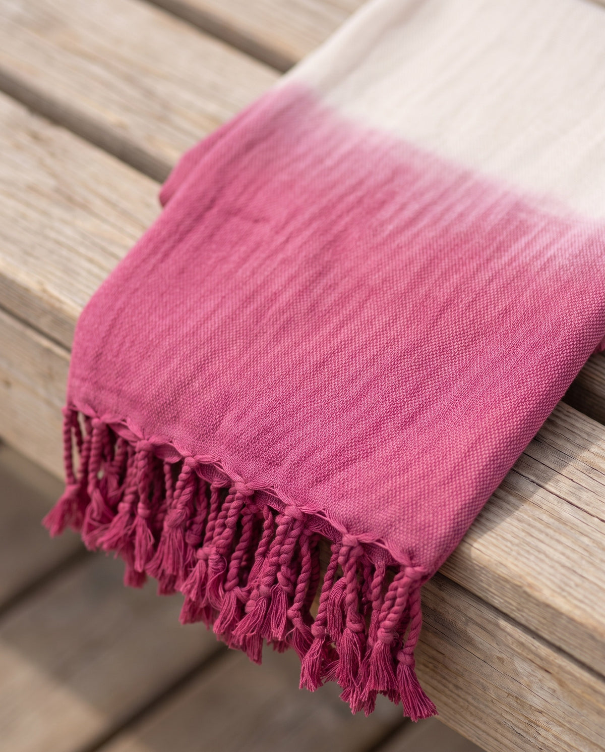 dip dye hamamdoek fuchsia - detail