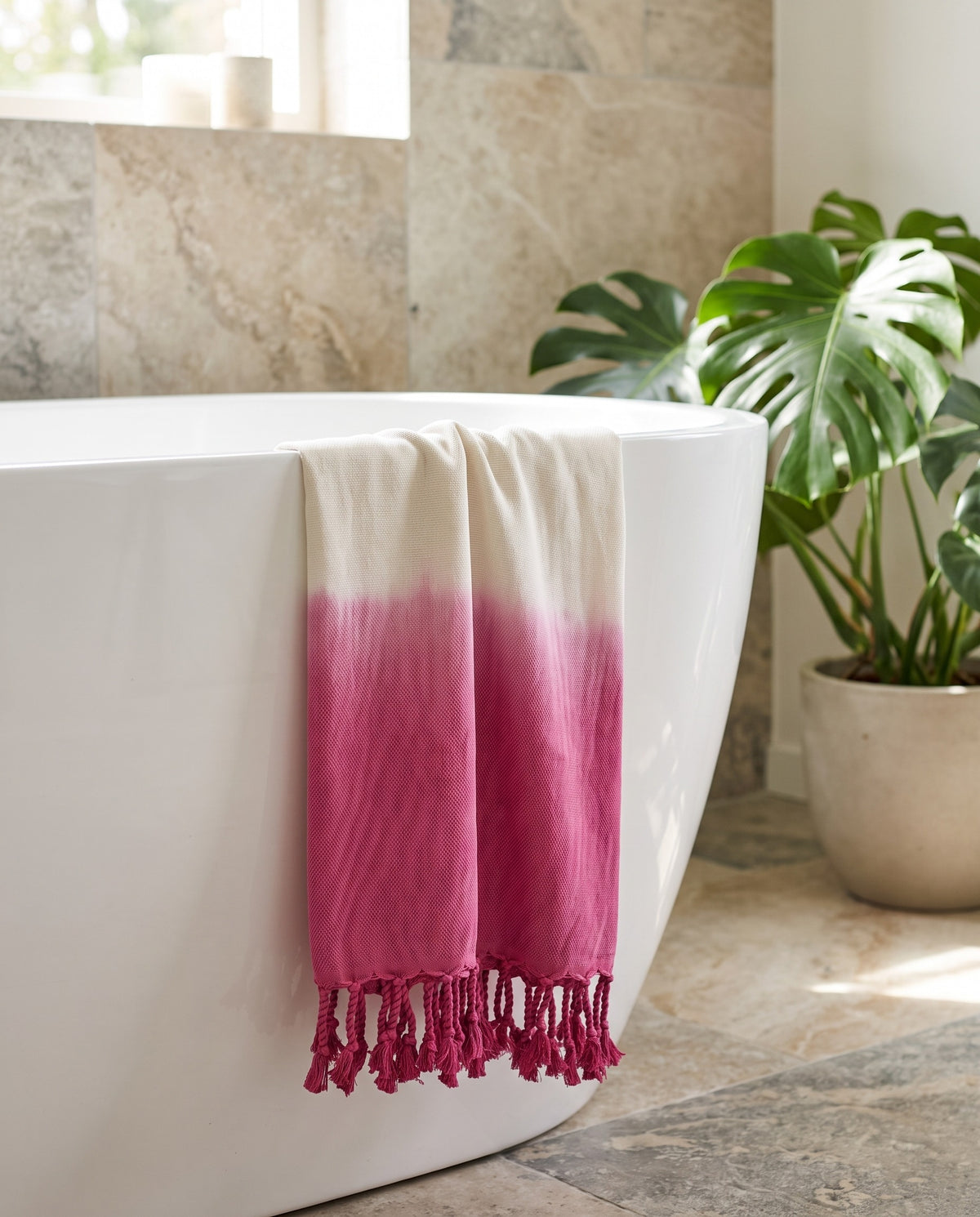 dip dye hamamdoek fuchsia - sfeer