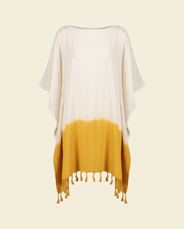 dip dye strandtuniek mustard yellow - op kleur