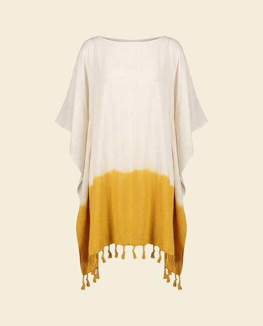 dip dye strandtuniek mustard yellow - op kleur
