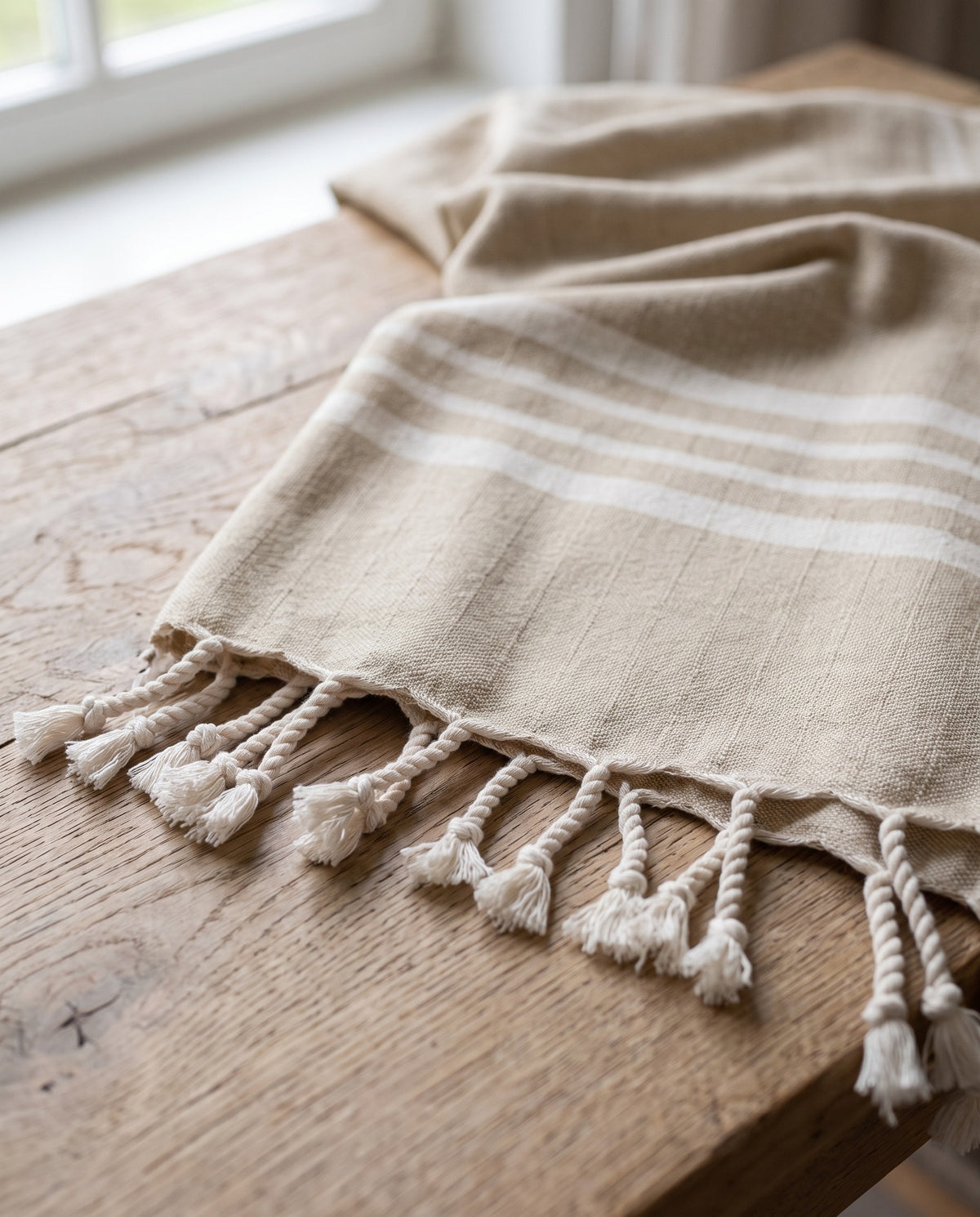 gastendoek Krem Sultan beige - detail