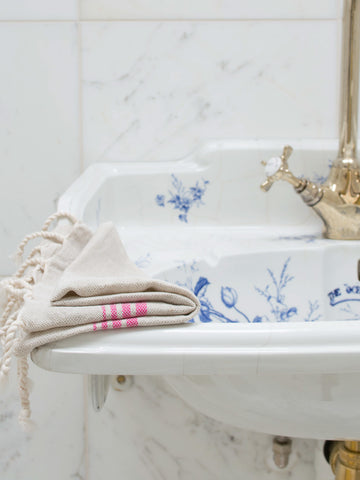 hamam gastendoek linnen fuchsia