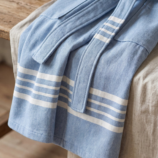 gevoerde hamam badjas Krem Sultan air blue - detail