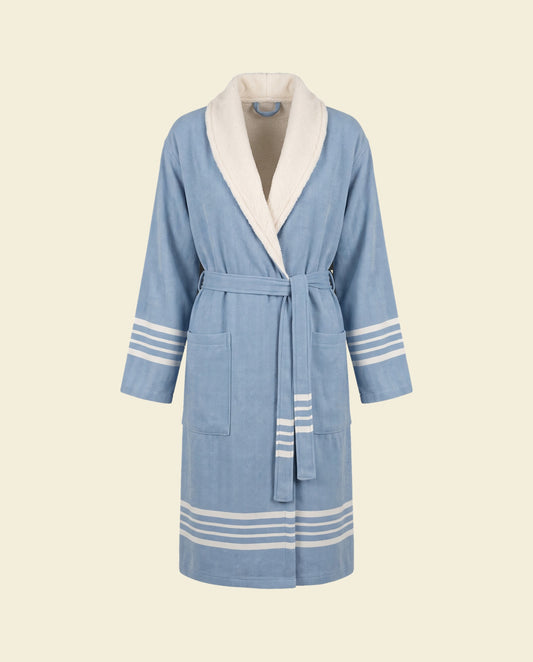 gevoerde hamam badjas Krem Sultan air blue - op kleur