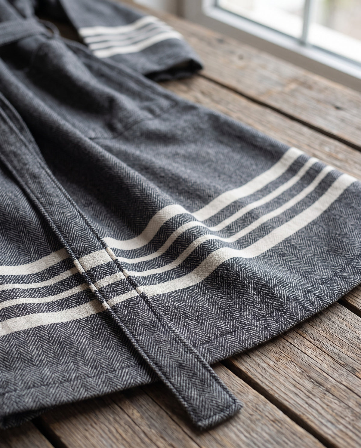 gevoerde hamam badjas Krem Sultan black - detail