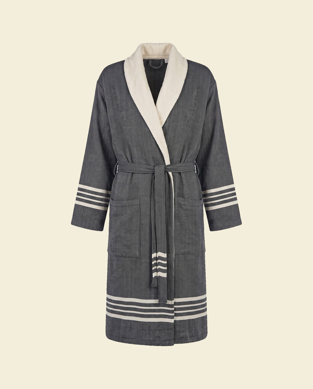 gevoerde hamam badjas Krem Sultan black - op kleur